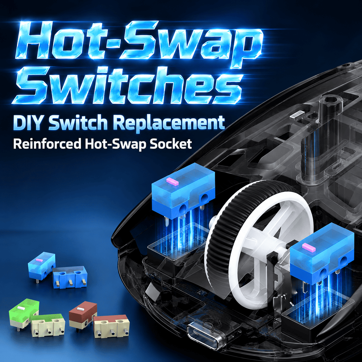 TAIDU hot swappable mouse switch sockets